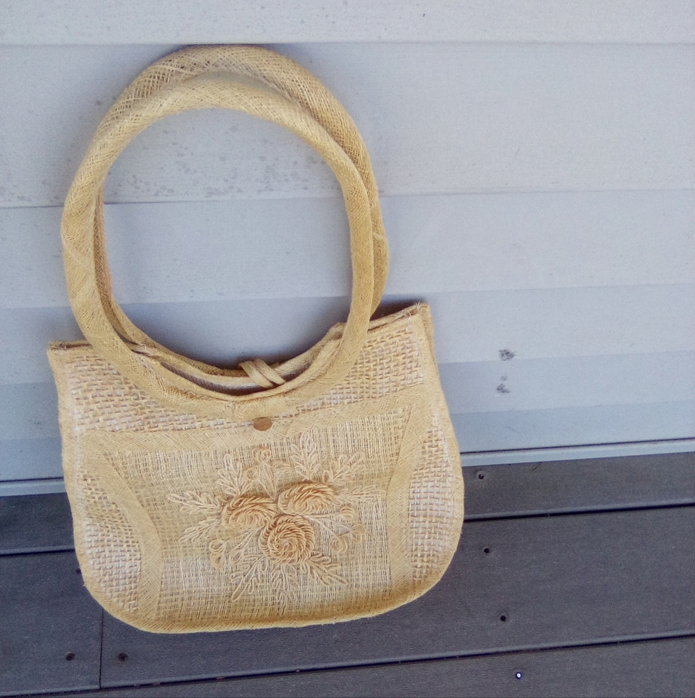 Chic Beige Floral Tote Bag